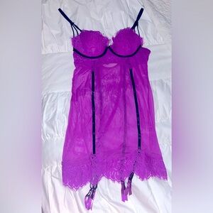 Oh La La Cheri Paris sz L Lingerie Babydoll with garters